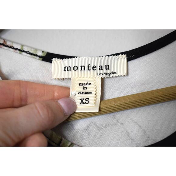 Monteau Black Floral Dress Size XS - Picture 3 of 3